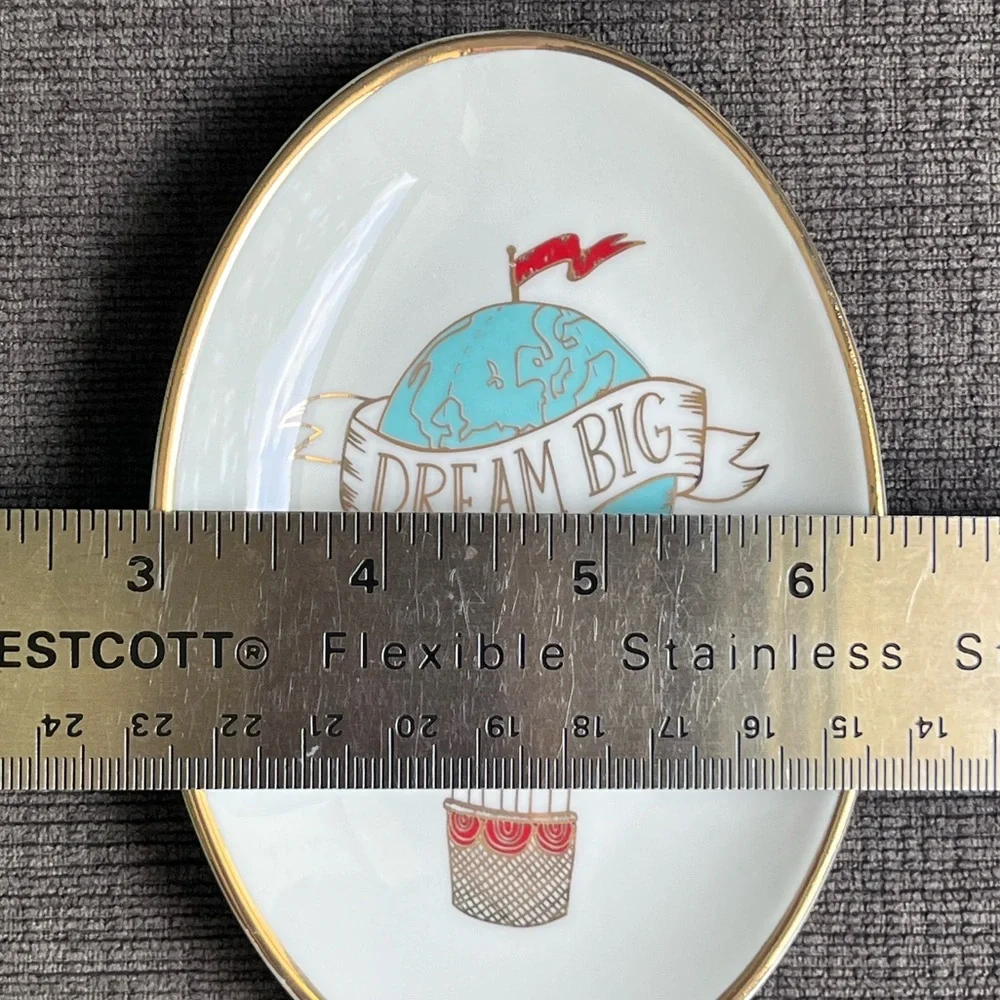 Dream Big Trinket Dish with Gold Trim